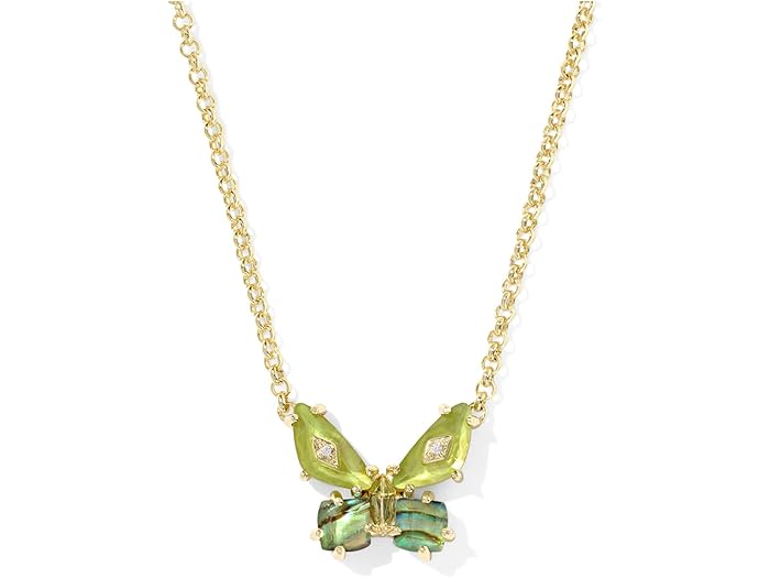 (取寄) ケンドラスコット レディース ビアンカ バタフライ ショート ペンダント ネックレス Kendra Scott women Bianca Butterfly Short Pendant Necklace Gold Green Mix
