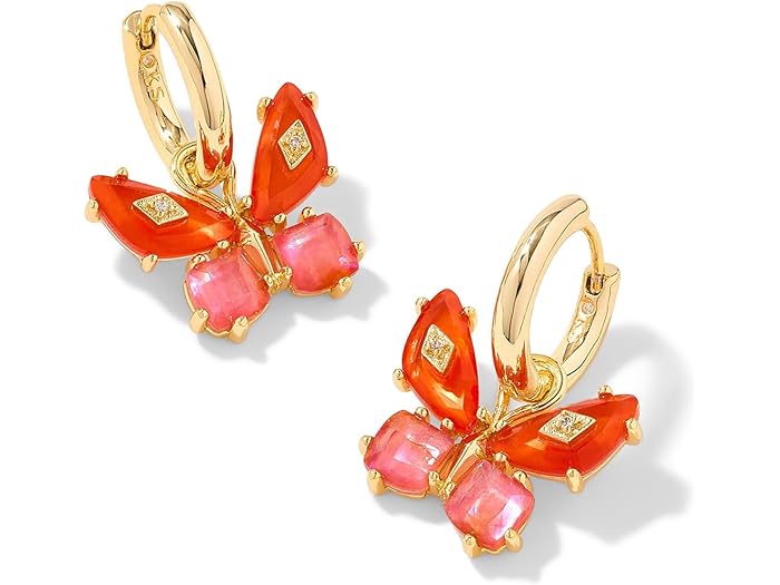 (取寄) ケンドラスコット レディース ビアンカ バタフライ ハギー イヤリングス Kendra Scott women Bianca Butterfly Huggie Earrings Gold Orange Mix