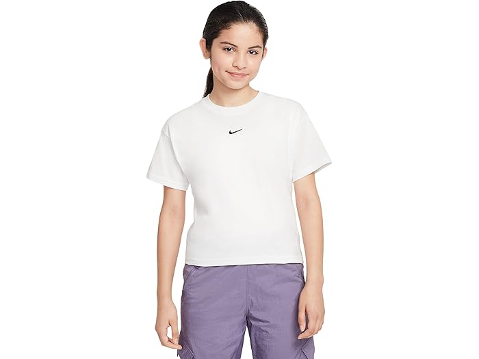 (取寄) ナイキ キッズ ガールズ ティー ボクシー エッセンシャル Lbr (リトル キッズ/ビッグ キッズ) Nike Kids girls Tee Boxy Essential LBR (Little Kids/Big Kids) White