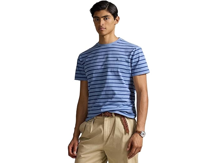 (取寄) ラルフローレン メンズ クラシック フィット ストライプド ジャージ Tシャツ Polo Ralph Lauren men Classic Fit Striped Jersey T-Shirt Channel Blue/Old Royal