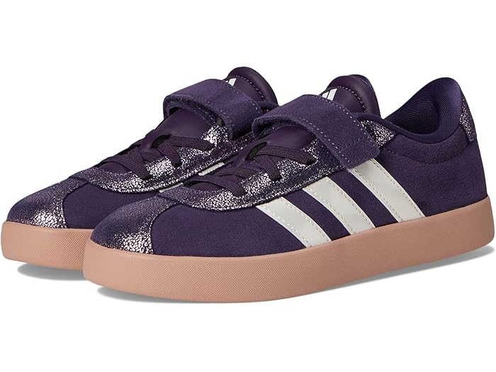 (取寄) アディダス キッズ キッズ Vl コート 3.0 エラスティック レース アンド ストラップ シューズ (リトル キッド) adidas Kids kids VL Court 3.0 Elastic Lace & Strap Shoes (Little Kid) Aurora Plum/Zero Metallic/Pink Gum