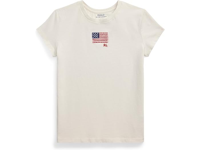 (取寄) ラルフローレン キッズ ガールズ コットン ジャージ ティー (ビッグ キッド) Polo Ralph Lauren Kids girls Flag-applique Cotton Jersey Tee (Big Kid) Nevis