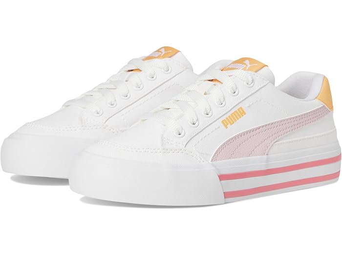 (取寄) プーマ キッズ キッズ コート クラシック バルク シューズ (ビッグ キッド) PUMA Kids kids Court Classic Vulc Shoes (Big Kid) White/Rose Mauve/Almost Apricot