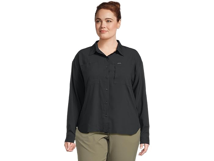 (取寄) コロンビア レディース プラス サイズ シルバー リッジ ユーティリティ ロング スリーブ シャツ Columbia women Plus Size Silver Ridge Utility Long Sleeve Shirt Black