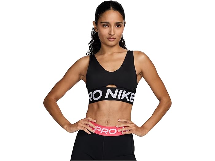 (取寄) ナイキ レディース プロ インディ バンジ ミディアム サポート ブラ Nike women Pro Indy Plunge Medium Support Bra Black/White/White 9,008円
