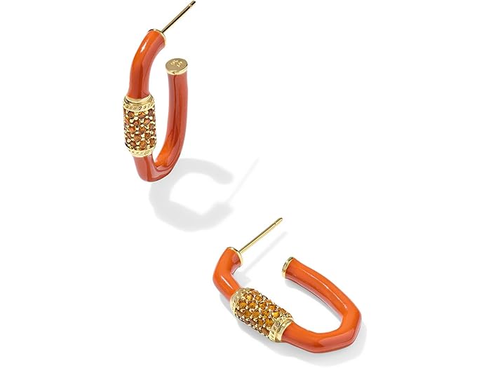 (取寄) ケンドラスコット レディース エメリー エナメル フープ イヤリングス Kendra Scott women Emery Enamel Hoop Earrings Golden Yellow Crystal