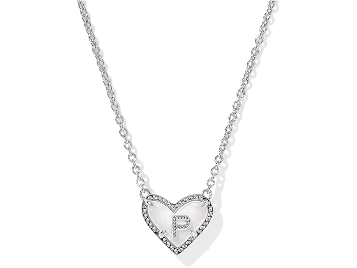 (取寄) ケンドラスコット レディース ハート レター P ショート ペンダント ネックレス Kendra Scott women Heart Letter P Short Pendant Necklace Silver Ivory Mother Of Pearl