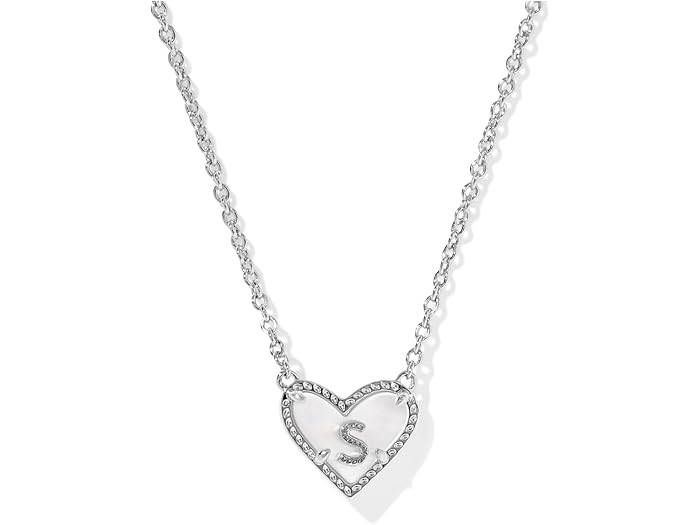 (取寄) ケンドラスコット レディース ハート レター S ショート ペンダント ネックレス Kendra Scott women Heart Letter S Short Pendant Necklace Silver Ivory Mother Of Pearl