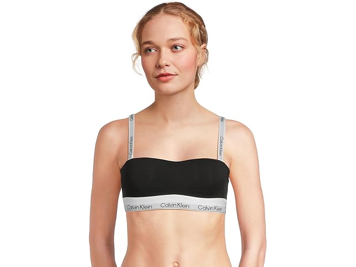 (取寄) カルバンクライン アンダーウェア レディース アイコン コットン モーダル ライトリー ライン ヘアバンド ブラ Calvin Klein Underwear women Icon Cotton Modal Lightly Lined Bandeau Bra Black