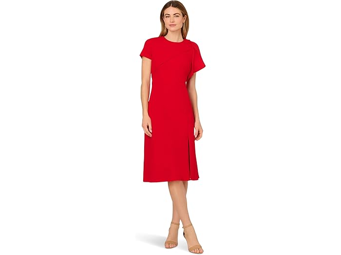 (取寄) アドリアナ パぺル レディース ラッフル ボディス ミディ ドレス Adrianna Papell women Ruffle Bodice Midi Dress Hot Pepper
