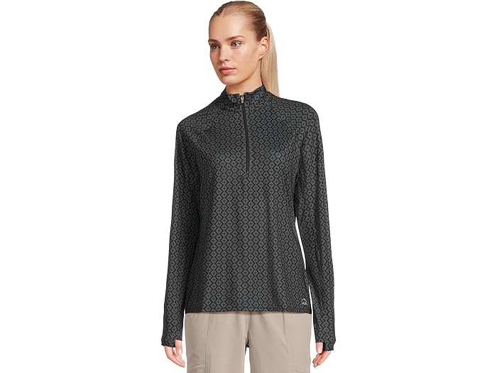 (取寄) エルエルビーン レディース アクセス トレイル クオーター ジップ プルオーバー プリント L.L.Bean women Access Trail Quarter Zip Pullover Print Midnight Black Diamond