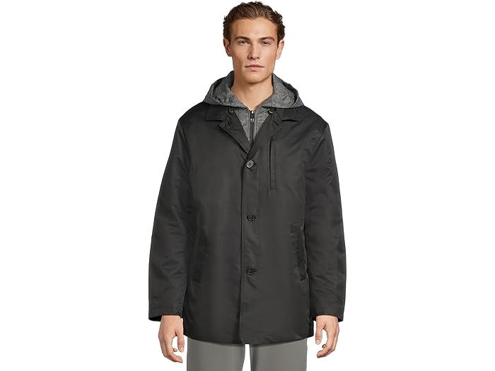 (取寄) ジョンストン&マーフィー メンズ アップトン ウォーターレジスタント レインコート ウィズ リムーバブル ライナー Johnston & Murphy men Upton Water-Resistant Raincoat With Removable Liner Black/Taupe Plaid