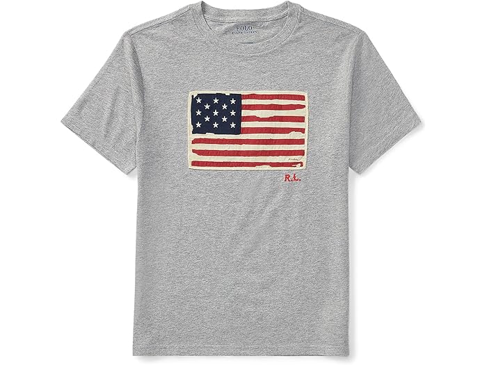 (取寄) ラルフローレン キッズ ボーイズ フロッグ コットン ジャージ ティー (トドラー/リトル キッド) Polo Ralph Lauren Kids boys Flag Cotton Jersey Tee (Toddler/Little Kid) Andover Heather