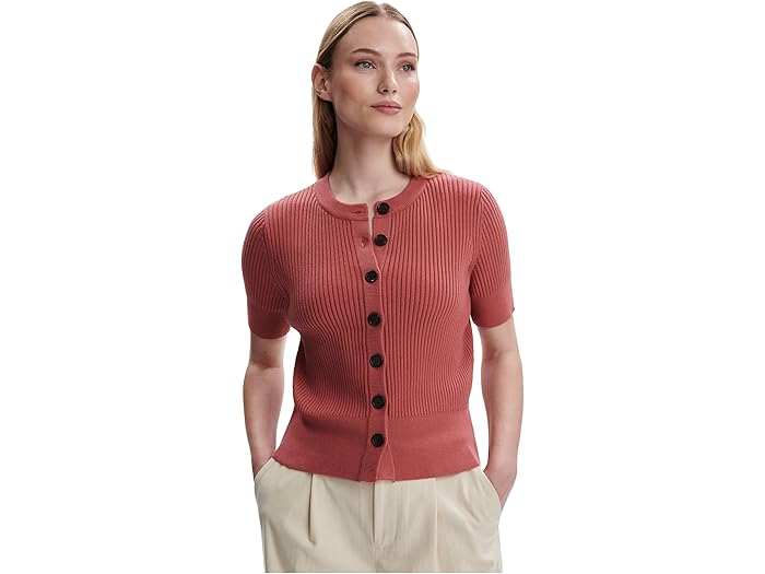 (取寄) バーリー レディース ショート スリーブ カーディガン Varley women Micha Short Sleeve Cardigan Mauvewood