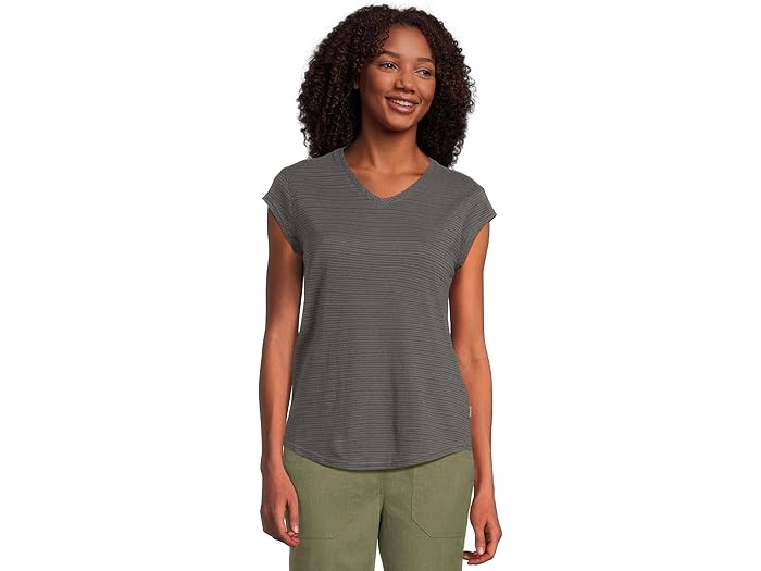 (取寄) ロイヤルロビンズ レディース ヴァケイショナー V-ネック ショート スリーブ Royal Robbins women Vacationer V-Neck Short Sleeve Asphalt Stripe