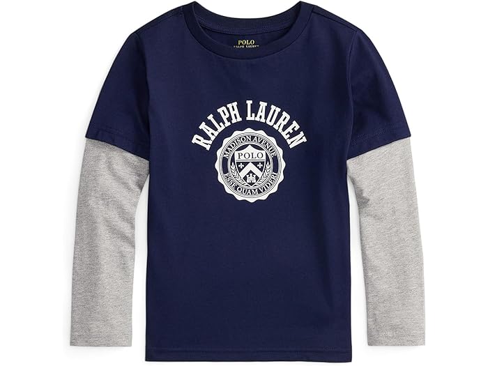 (取寄) ラルフローレン キッズ ボーイズ ロゴ コットン ティー (トドラー/リトル キッド) Polo Ralph Lauren Kids boys Logo Cotton Layered-Effect Tee (Toddler/Little Kid) Refined Navy