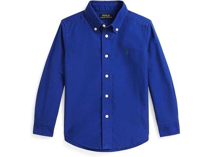 (取寄) ラルフローレン キッズ ボーイズ ガーメントダイ コットン オックスフォード シャツ (トドラー/リトル キッド) Polo Ralph Lauren Kids boys Garment-Dyed Cotton Oxford Shirt (Toddler/Little Kid) Classic Azure