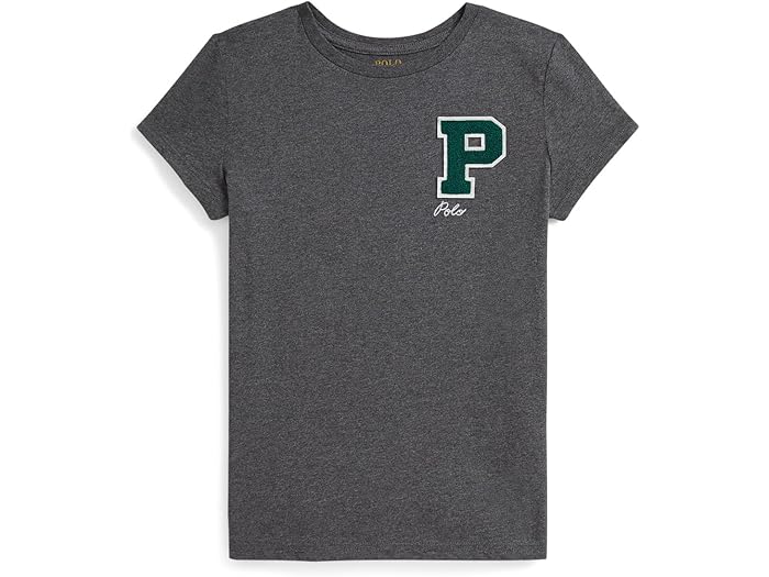 (取寄) ラルフローレン キッズ ガールズ コットン ジャージ レターマン ティー (ビッグ キッド) Polo Ralph Lauren Kids girls Cotton Jersey Letterman Tee (Big Kid) Medium Flannel Heather