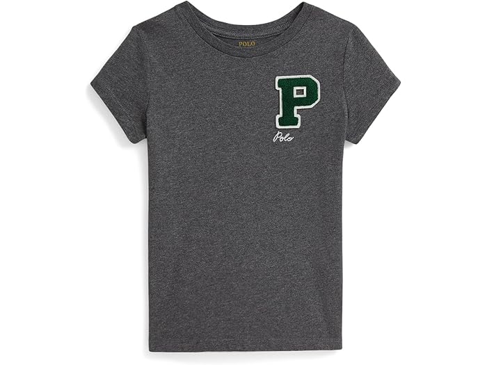 (取寄) ラルフローレン キッズ ガールズ コットン ジャージ レターマン ティー (トドラー/リトル キッド) Polo Ralph Lauren Kids girls Cotton Jersey Letterman Tee (Toddler/Little Kid) Medium Flannel Heather