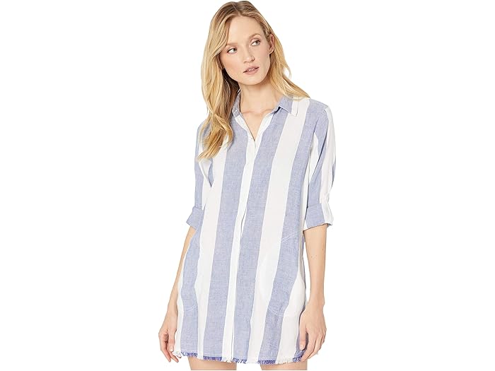 (取寄) トミーバハマ レディース ラグビー ビーチ ストライプ ボーイフレンズ シャツ カバー-アップ Tommy Bahama women Rugby Beach Stripe Boyfriend Shirt Cover-Up White