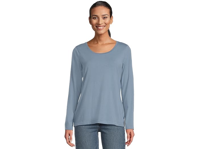 (取寄) エルエルビーン レディース ソフト ストレッチ スーピマ ティー スクープ ネック ロング スリーブ L.L.Bean women Soft Stretch Supima Tee Scoop Neck Long Sleeve Bayside Blue