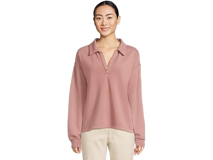 (取寄) エルエルビーン レディース サンウォッシュド スウェットシャツ ポロ L.L.Bean women Sunwashed Sweatshirt Splitneck Polo Washed Orchid
