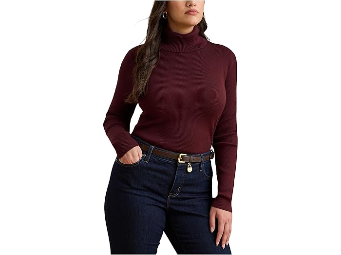 (取寄) ローレン ラルフローレン レディース プラス サイズ タートルネック セーター Lauren Ralph Lauren women Plus Size Turtleneck Sweater Dark Garnet