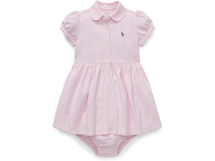 (取寄) ラルフローレン キッズ ガールズ ストライプド ニット オックスフォード ドレス (インファント) Polo Ralph Lauren Kids girls Striped Knit Oxford Dress (Infant) Carmel Pink/White