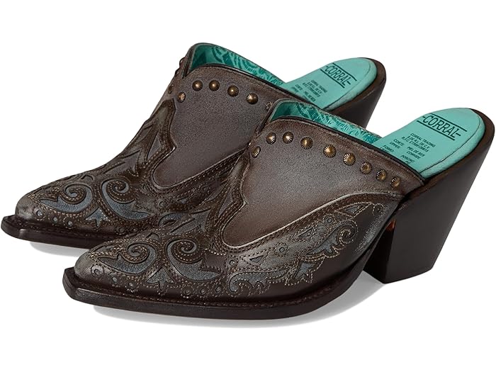 (取寄) コーラル ブーツ レディース レディ インレイ アンド エンブロイダリー アンド スタッズ ミュール Corral Boots women Lady Inlay & Embroidery & Studs Mule Sky Blue