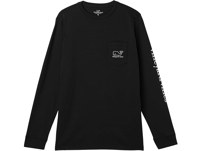 (取寄) ヴィンヤードヴァインズ キッズ ボーイズ ロング スリーブ ビンテージ ホエール ポケット ティー (トドラー/リトル キッド/ビッグ キッド) Vineyard Vines Kids boys Long Sleeve Vintage Whale Pocket Tee (Toddler/Little Kid/Big Kid) Jet Black
