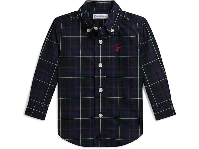 (取寄) ラルフローレン キッズ ボーイズ プレイド コットン ポプリン シャツ (インファント) Polo Ralph Lauren Kids boys Plaid Cotton Poplin Shirt (Infant) Navy Gold Multicolor
