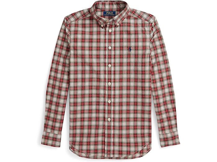(取寄) ラルフローレン キッズ ボーイズ プレイド コットン ポプリン シャツ (ビッグ キッド) Polo Ralph Lauren Kids boys Plaid Cotton Poplin Shirt (Big Kid) Cream Red Multi