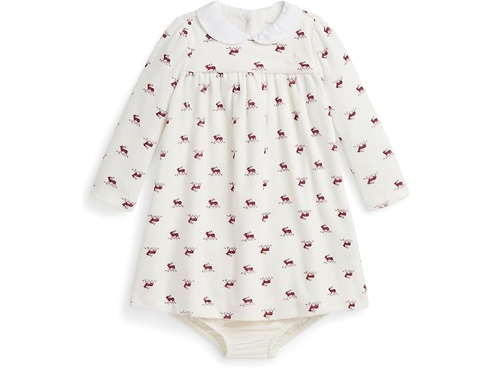 (取寄) ラルフローレン キッズ ガールズ ベロア ドレス アンド ブルーマー (インファント) Polo Ralph Lauren Kids girls Elk-Print Velour Dress & Bloomer (Infant) Running Elk Convo Red