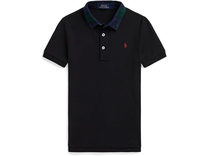 (取寄) ラルフローレン キッズ ボーイズ コットン メッシュ ポロ シャツ (トドラー/リトル キッド) Polo Ralph Lauren Kids boys Plaid-Collar Cotton Mesh Polo Shirt (Toddler/Little Kid) Polo Black