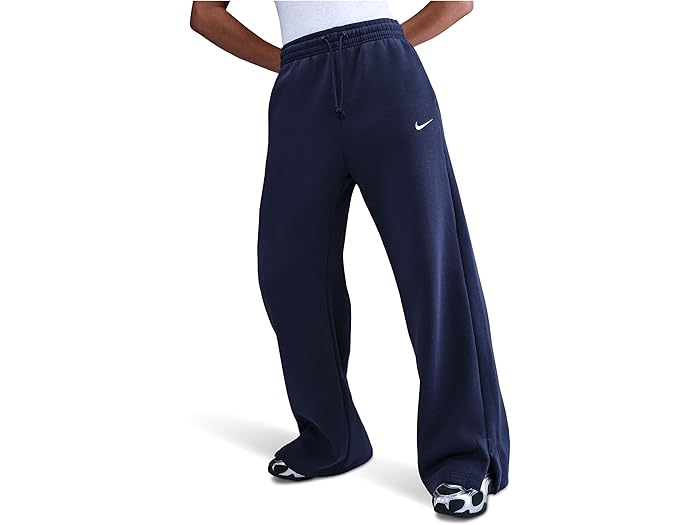(取寄) ナイキ レディース スポーツウェア フェニックス フリース ハイウエスト ワイド-レッグ パンツ Nike women Sportswear Phoenix Fleece High-waisted Wide-leg Pants Midnight Navy/Sail