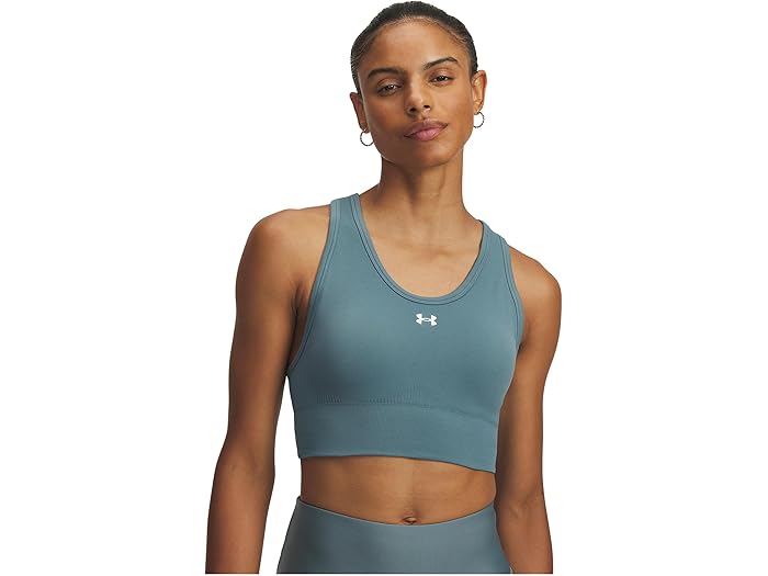(取寄) アンダーアーマー レディース バニッシュ シームレス ミッド インパクト スポーツ ブラ Under Armour women Vanish Seamless Mid Impact Sports Bra Jasper Blue/White