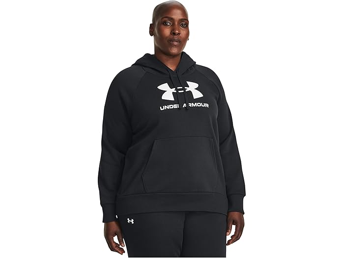 (取寄) アンダーアーマー レディース プラス サイズ ライバル フリース ロゴ ブーディ Under Armour women Plus Size Rival Fleece Logo Hoodie Black/White