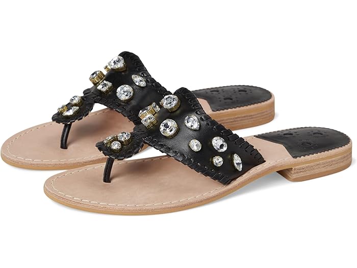 (取寄) ジャック ロジャース レディース ジャックス フラッツ ジュエルド サンダル Jack Rogers women Jacks Flat Jeweled Sandals Black