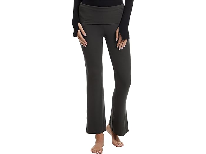 (取寄) ベアフットドリームス レディース ウルトラ ソフト リブ フォールド オーバー パンツ Barefoot Dreams women Ultra Soft Rib Fold Over Pant Dark Moss