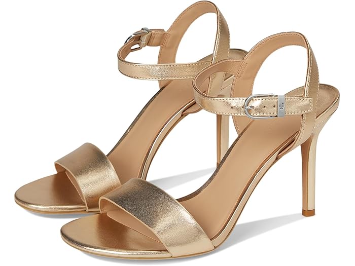 (取寄) ローレン ラルフローレン レディース グウェン メタリック ナッパ レザー サンダル Lauren Ralph Lauren women Gwen Metallic Nappa Leather Sandals Platinum