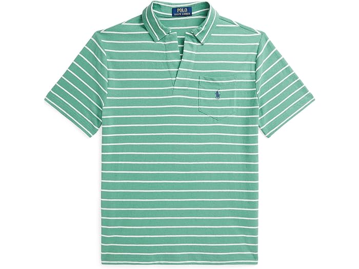 (取寄) ラルフローレン キッズ ボーイズ ストライプド コットン-リネン ポロ シャツ (ビッグ キッド) Polo Ralph Lauren Kids boys Striped Cotton-Linen Polo Shirt (Big Kid) Haven Green/Deckwash White