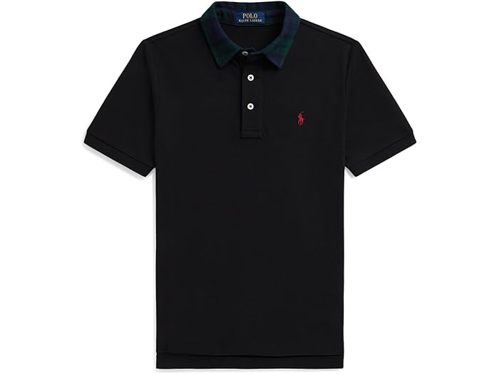 (取寄) ラルフローレン キッズ ボーイズ コットン メッシュ ポロ シャツ (ビッグ キッド) Polo Ralph Lauren Kids boys Plaid-Collar Cotton Mesh Polo Shirt (Big Kid) Polo Black