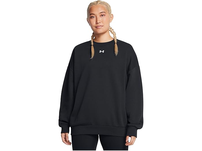(取寄) アンダーアーマー レディース ライバル フリース オーバーサイズ クルー Under Armour women Rival Fleece Oversized Crew Black/White