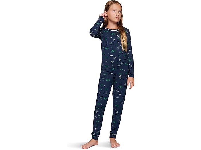 (取寄) エバージェイ キッズ ジゼル プリンテッド - ザ ナイト タイム セット (リトル キッズ/ビッグ キッズ) Eberjey kids Gisele Printed - The Night Time Set (Little Kids/Big Kids) Forest Pine Navy/Ivory