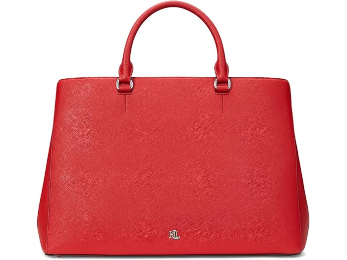 (取寄) ローレン ラルフローレン レディース クロスハッチ レザー ラージ ハンナ サッチェル Lauren Ralph Lauren women Crosshatch Leather Large Hanna Satchel Festive Red