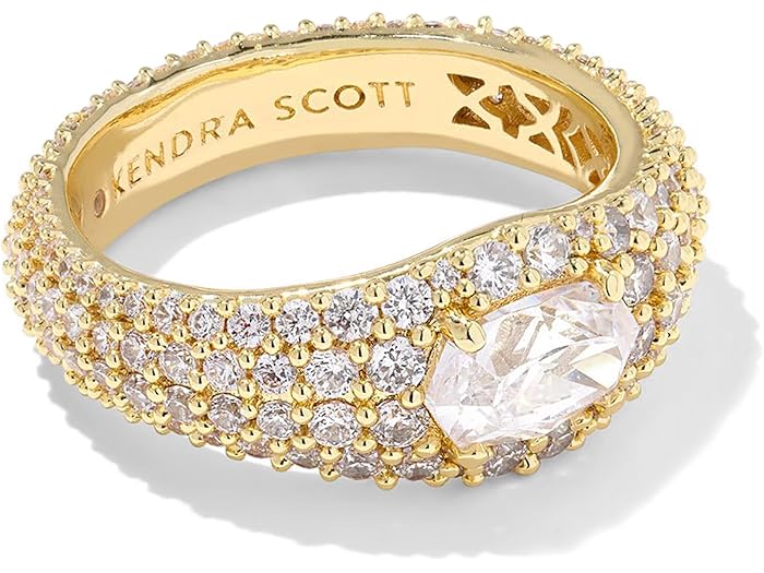 (取寄) ケンドラスコット レディース ベラ バンド リング Kendra Scott women Bella Band Ring Gold White CZ