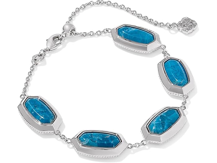 (取寄) ケンドラスコット レディース エレーナ ベゼル デリケート チェイン ブレスレット Kendra Scott women Elaina Bezel Delicate Chain Bracelet Silver Variegated Indigo Magnesite