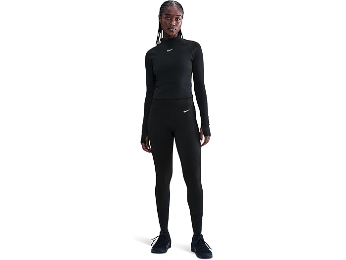 (取寄) ナイキ レディース プロ ドライ-フィット ウォーム ロング スリーブ グリッド グラフィック トップ Nike women Pro Dri-FIT Warm Long Sleeve Grid Graphic Top Black/White