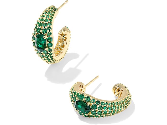 (取寄) ケンドラスコット レディース ベラ フープ Kendra Scott women Bella Hoop Gold Dark Green Crystal