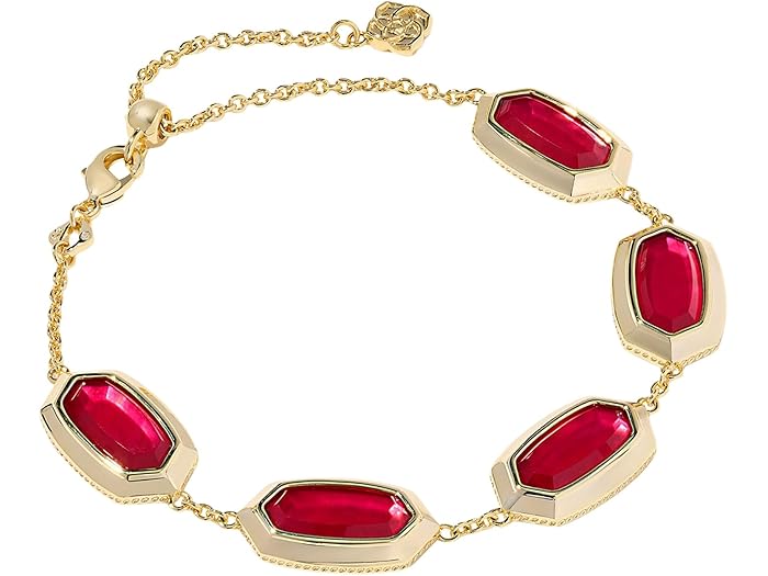 (取寄) ケンドラスコット レディース エレーナ ベゼル デリケート チェイン ブレスレット Kendra Scott women Elaina Bezel Delicate Chain Bracelet Gold Carmine Red Illusion